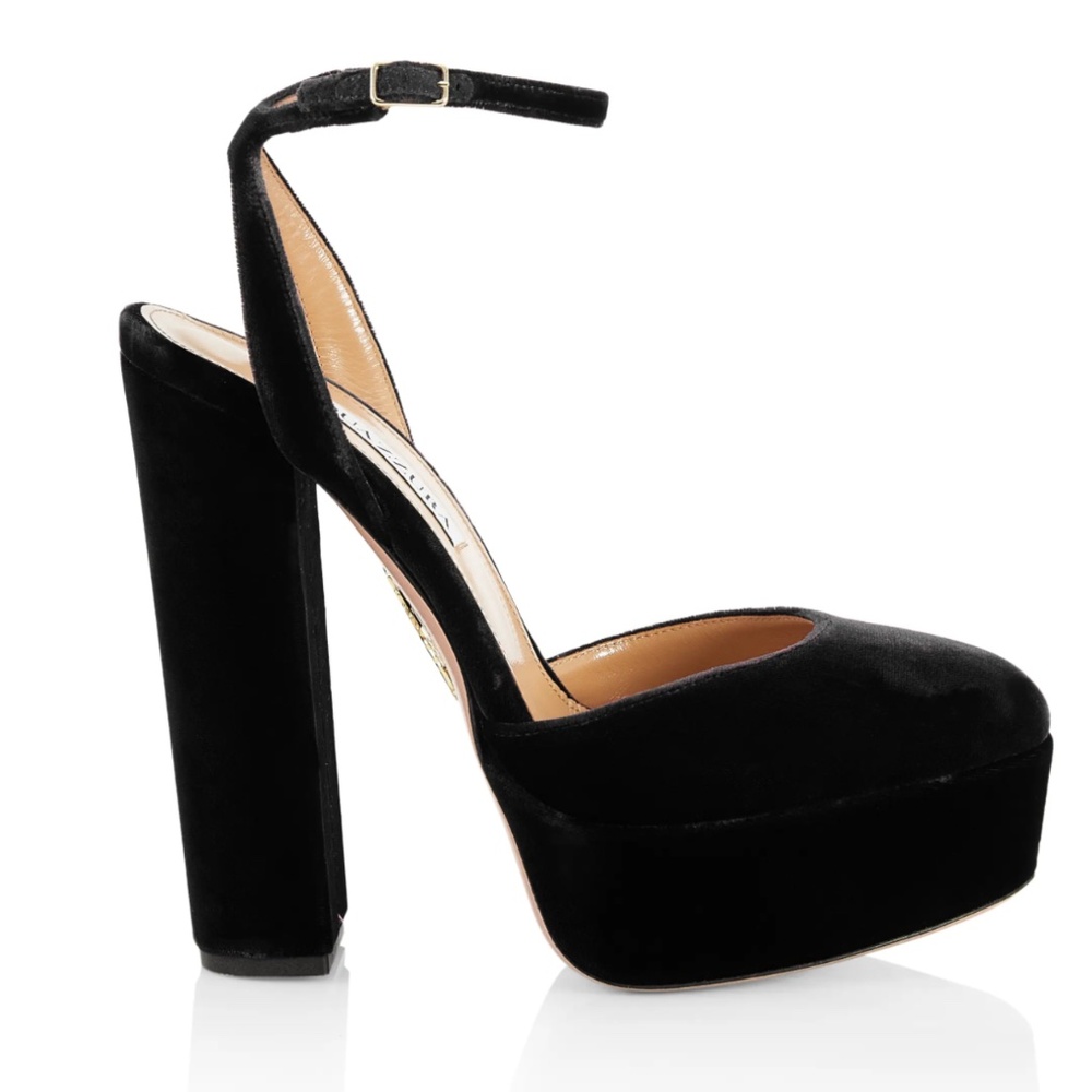 Aquazzura “so high” black closed toe platforms size 38 authentic